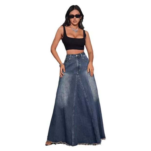 Retro Washed All-matching Jeans Skirt