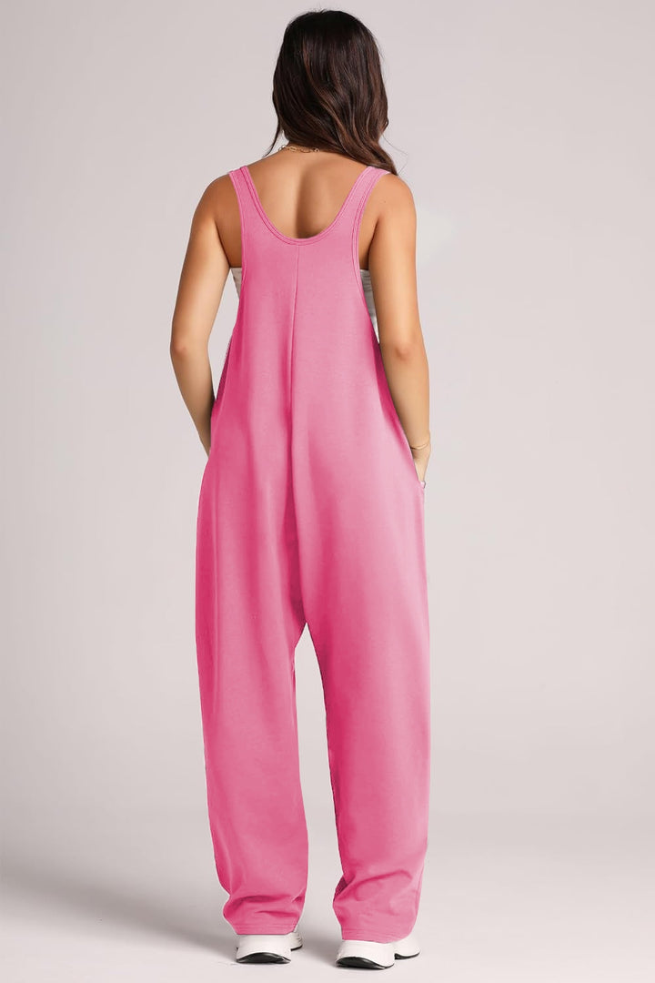 Wide Strap Jumpsuit with Pockets