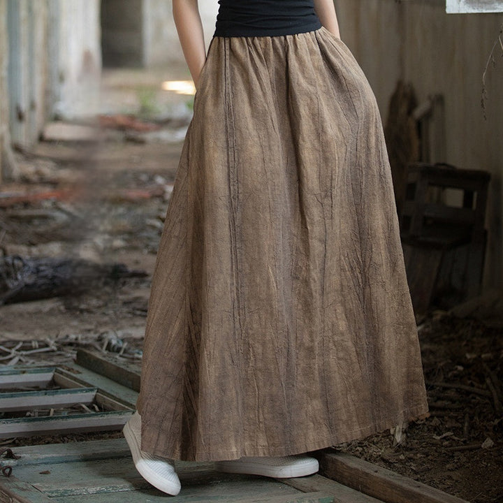 Tie-dyed Distressed Elastic Waist A- Line Skirt