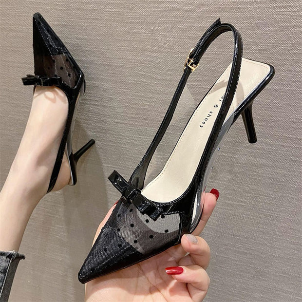 Pointed Toe Closed Mesh Stiletto Heels