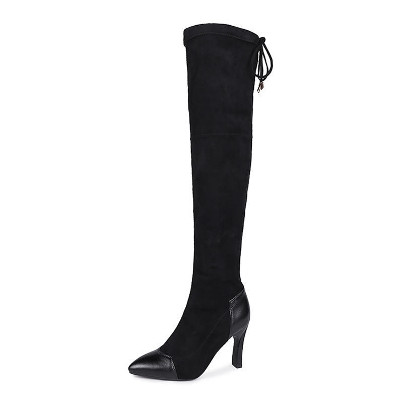 Women's Suede  with Leather Toe and Heel Over-the-knee Boots