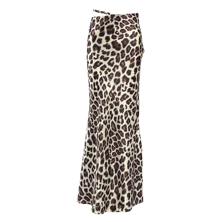 Leopard-print Sheath Fishtail Skirt