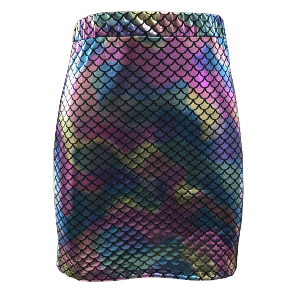 Mermaid Scale Design Elastic Hip Skirt