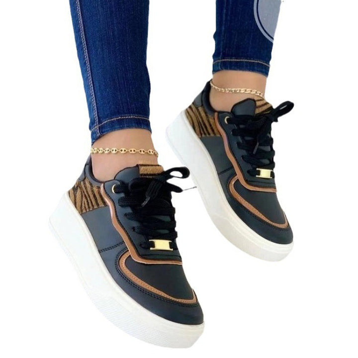 Autumn New European And American Color Matching Platform Lace-up Comfortable Sports Casual Women's Sneakers