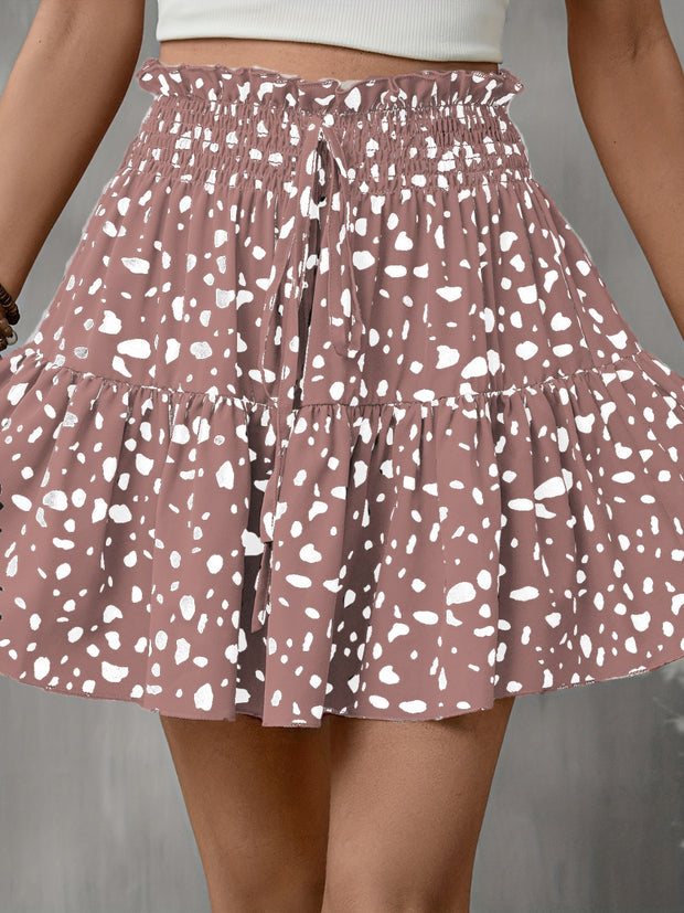 Frill Tied Printed Mini Skirt