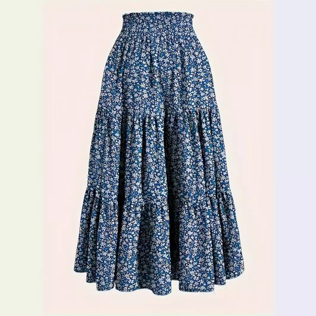 Printed Design Elastic Waist Skirt