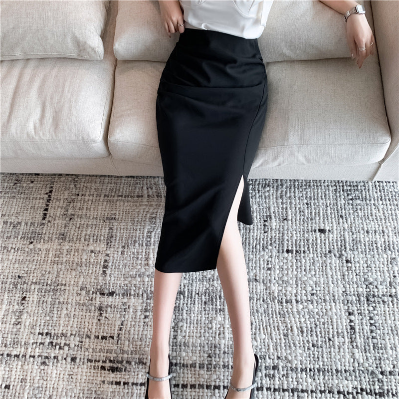 One-Step Skirt Hip Skirt Slimming Mid-length Skirt High Slit