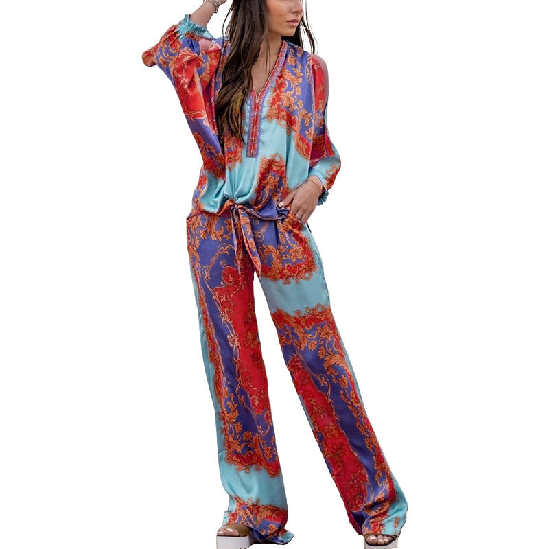 Women's Boho Casual Top and Pants Set