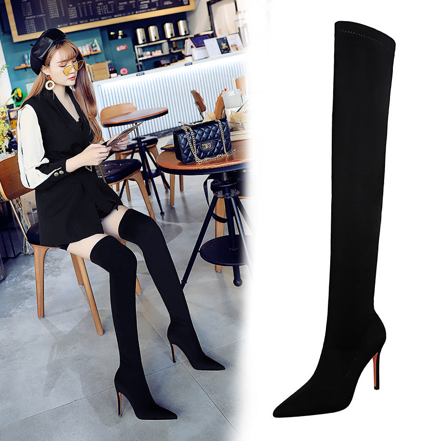 Skinny Heel Pointed-toe Skinny Over-the-knee Boots