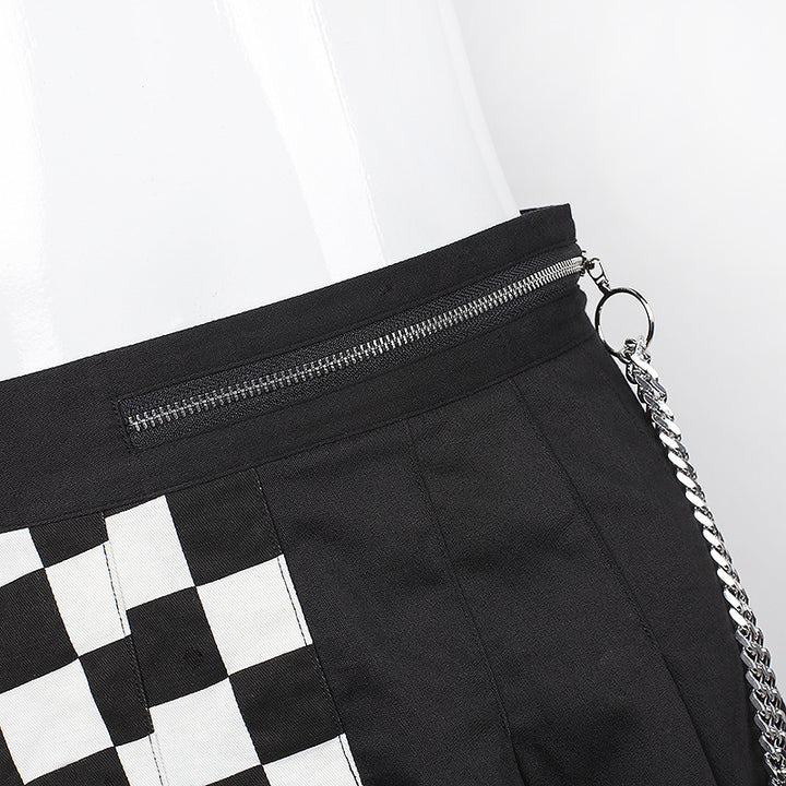 Pleated Lattice Stitching Skirt