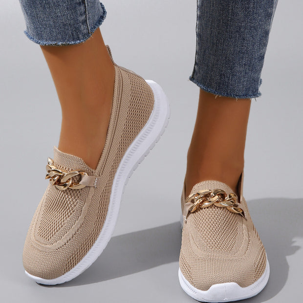 Chain Flats Women Mesh Walking Shoes