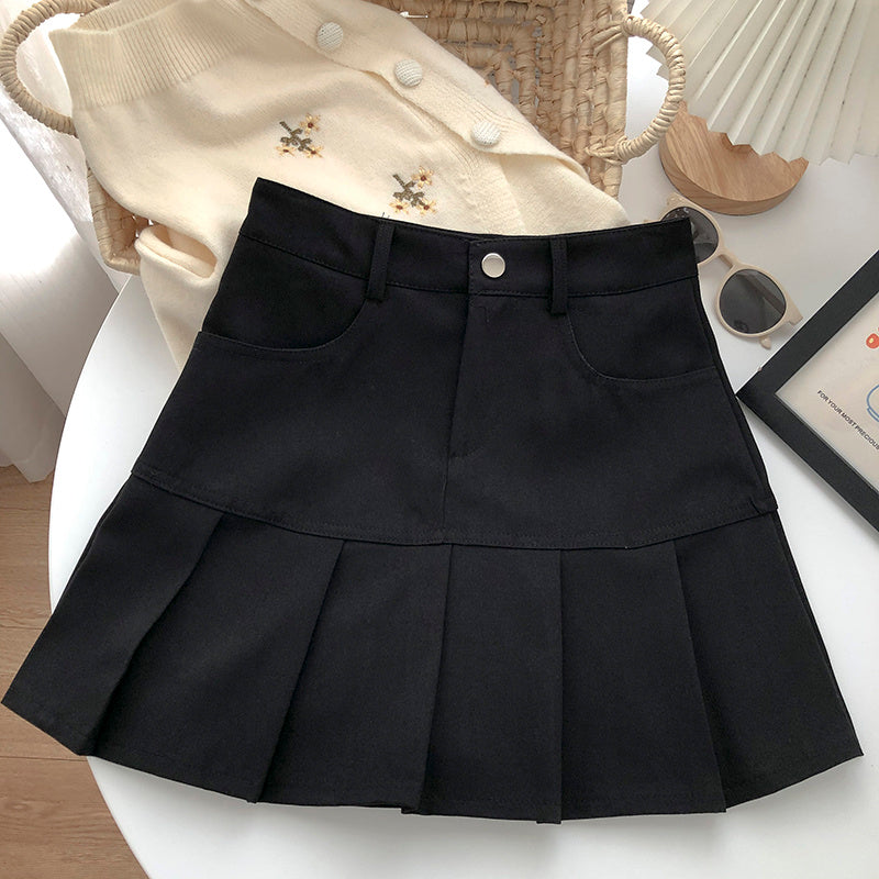 Fashion High-waisted A-line Pleated Skirt