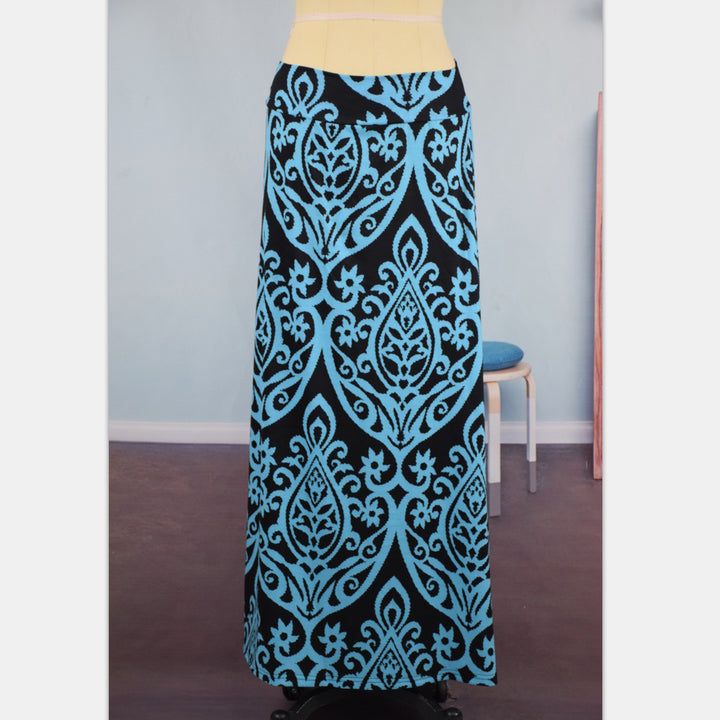 Exotic print big swing boho skirt