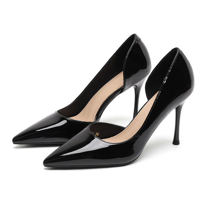 Patent Leather  Solid Color Pointed Toe High Heels