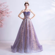 Strapless Purple Sequin Starry  Quinceanera Dress