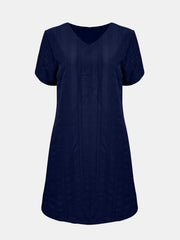 Full Size V-Neck Short Sleeve Mini Dress