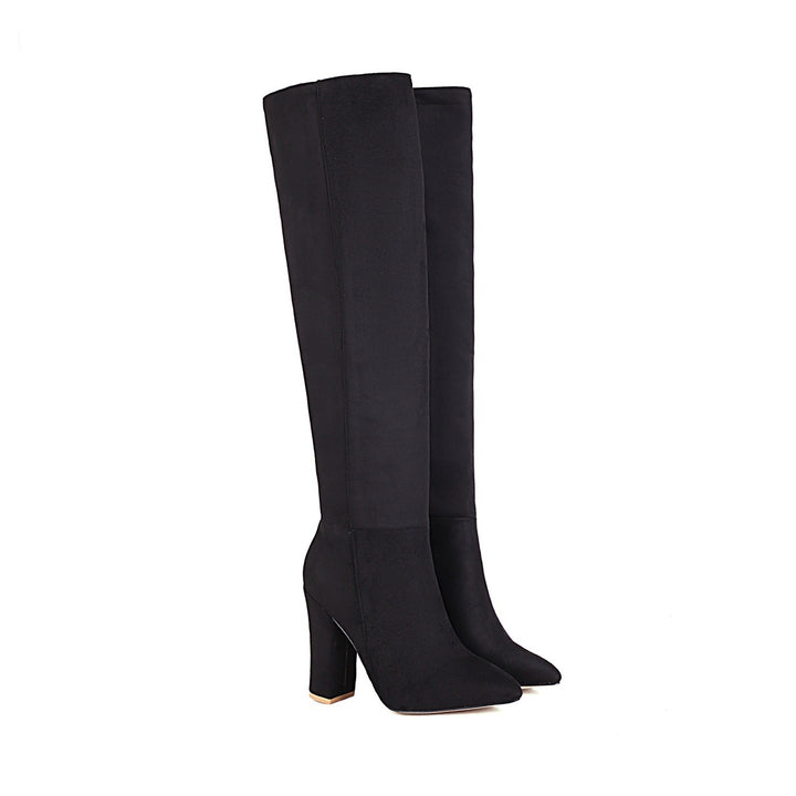 Mid-heel Round Toe Suede Knee-length Women's Boots