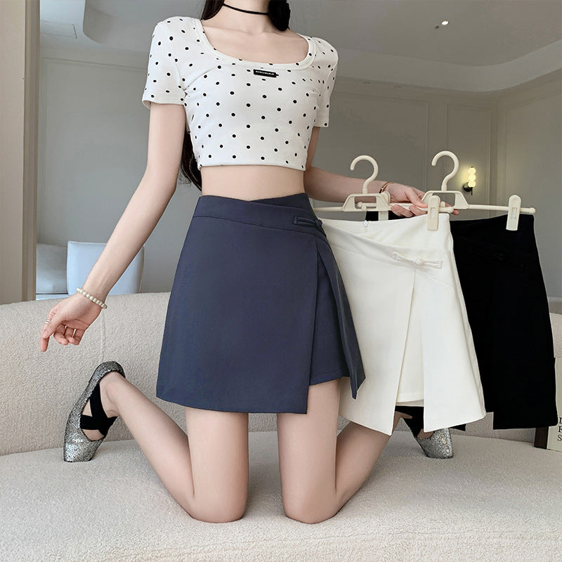 Retro Buckle Lace-up Skirt