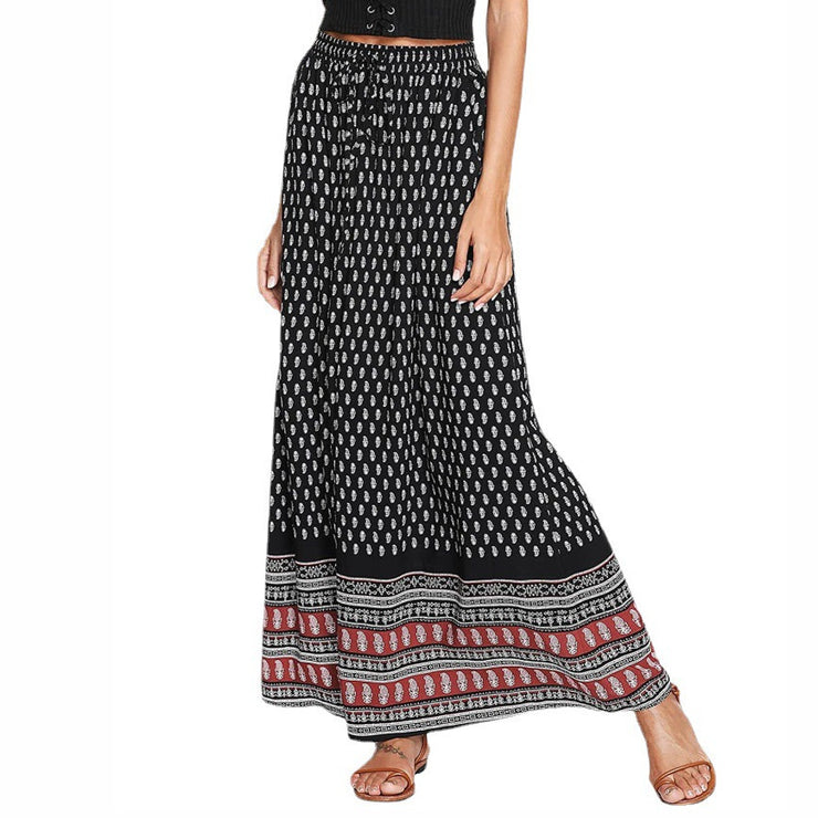 Bohemian Leopard Print A- Line High Waist Skirt