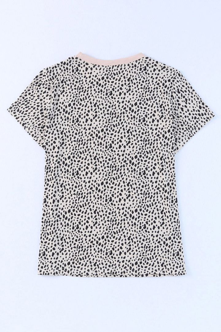 MAMA Animal Print Round Neck Short Sleeve T-Shirt