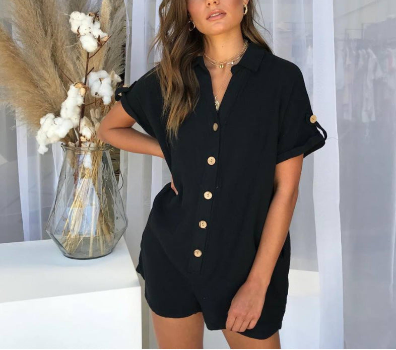 Shirt button jumpsuit romper