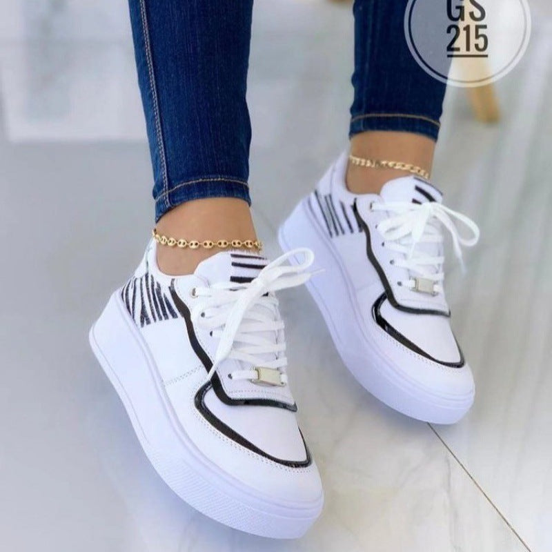 Autumn New European And American Color Matching Platform Lace-up Comfortable Sports Casual Women's Sneakers