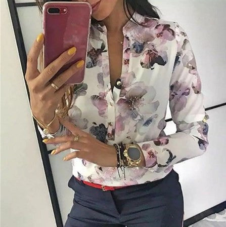 Ladies printed button shirt