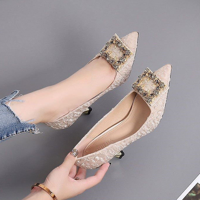 Women's Pointed-toe Stiletto Rhinestone High Heels