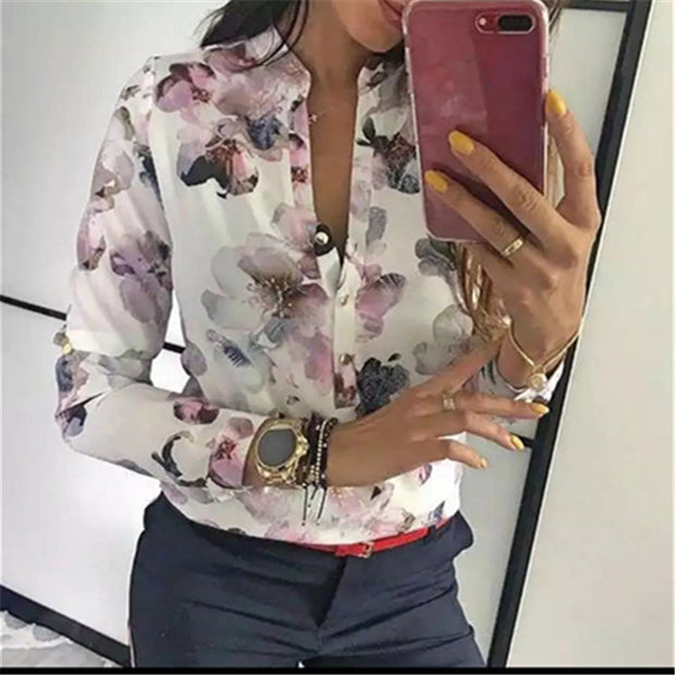 Ladies printed button shirt