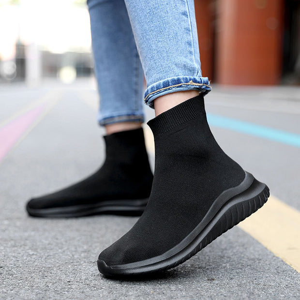 Flying Woven High-top Flat Shoes