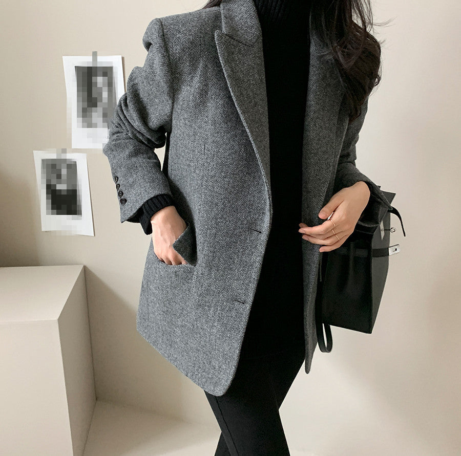 Women's Solid Color Wool Blazer