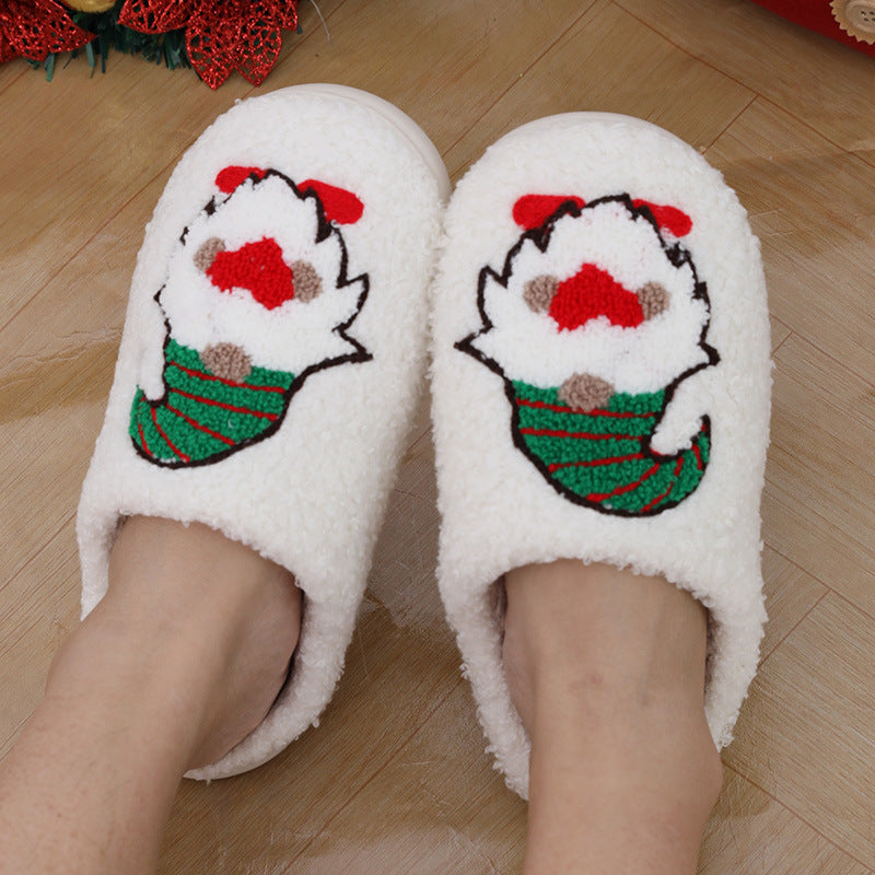 Christmas Santa Clause Warm Plush Bedroom Slippers