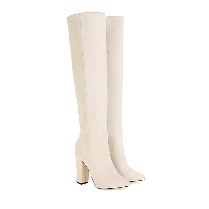 Mid-heel Round Toe Suede Knee-length Women's Boots