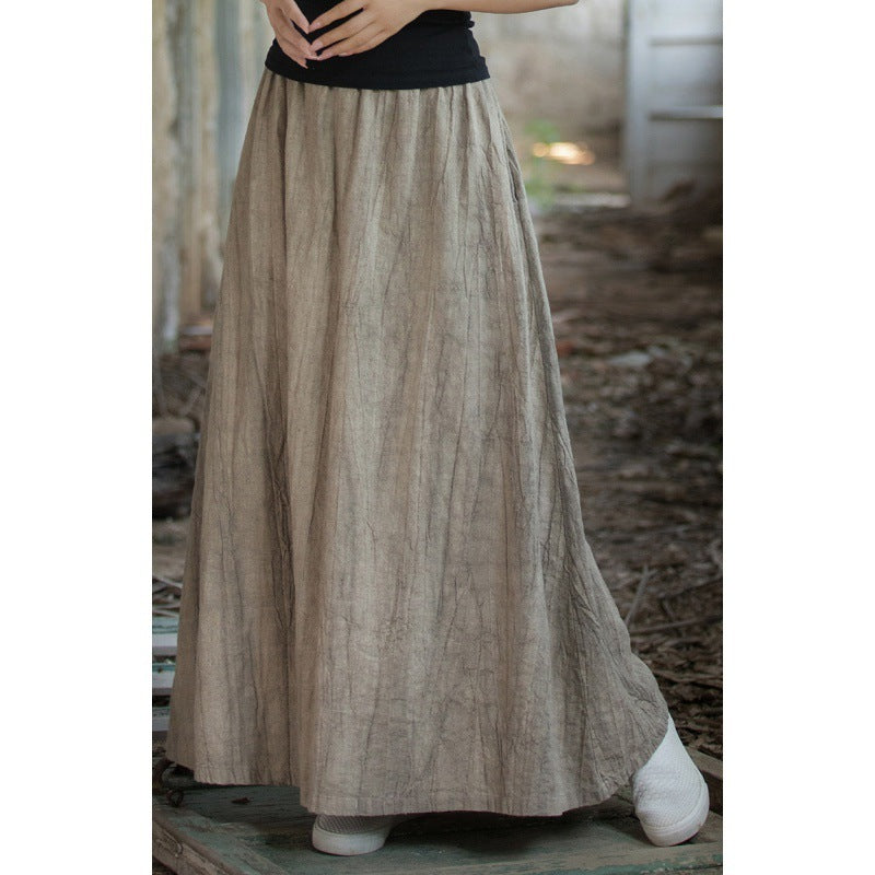 Tie-dyed Distressed Elastic Waist A- Line Skirt