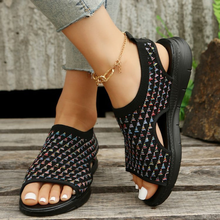 Peep-toe Mesh Sandals