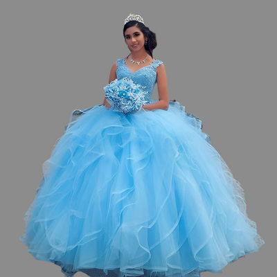 Appliques Sequined Sleeveless Sweet 15 Ball Gown Quinceanera Dress