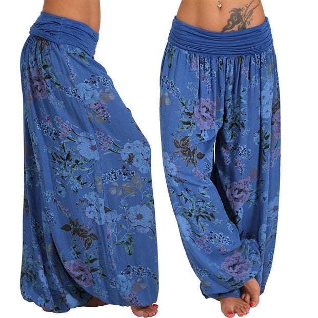 Women Bohemian Floral Print Vintage Harem Pants