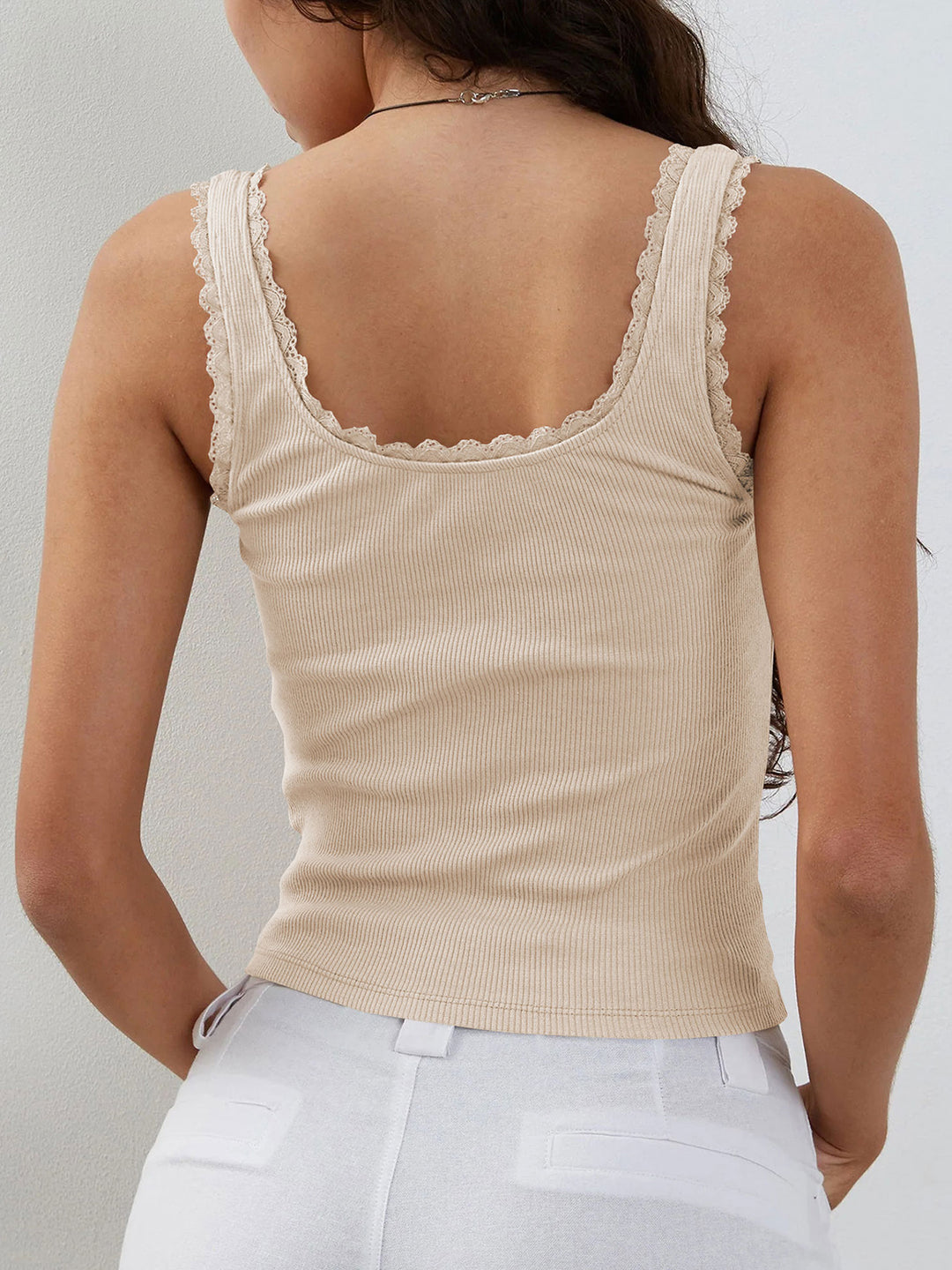 Lace Detail Square Neck Tank