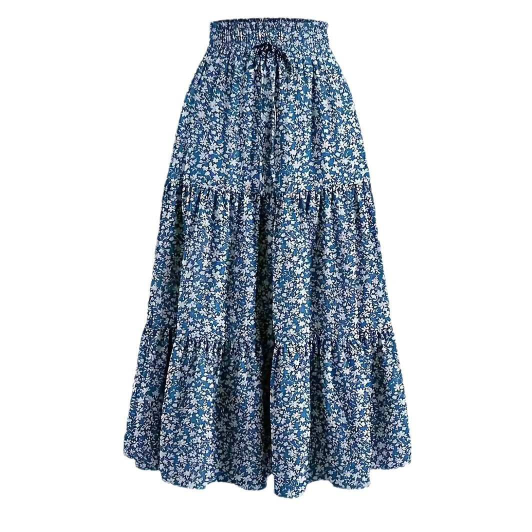 Printed Design Elastic Waist Skirt