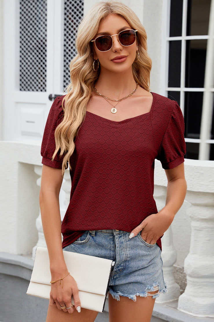 Eyelet Short Sleeve Top