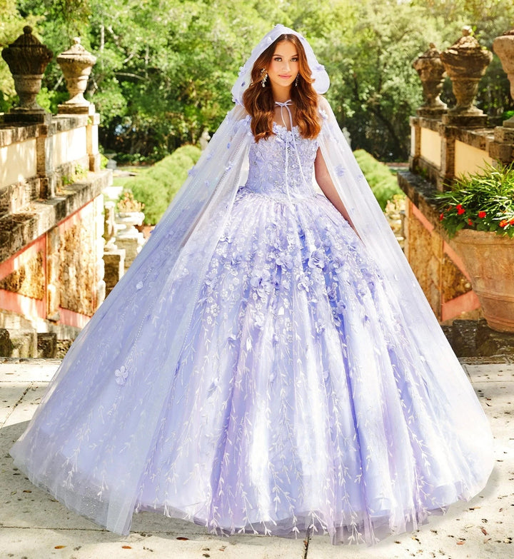 Lace Appliques Floor Length Quinceanera Dress with Cape