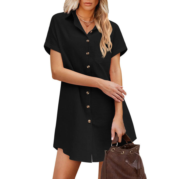 Women's Button Down Short Sleeve Linen Long Shirt