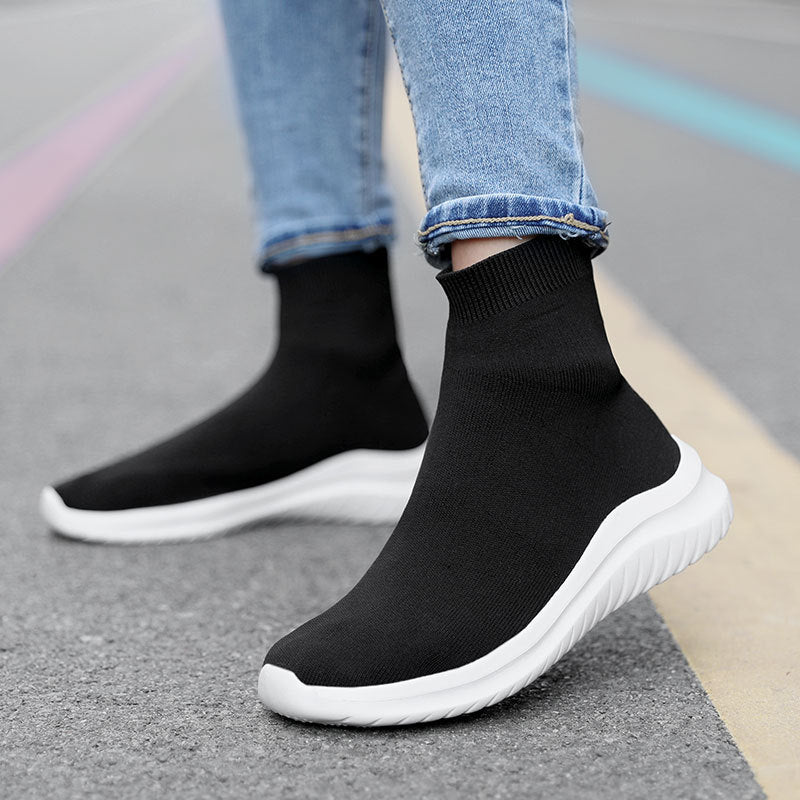 Flying Woven High-top Flat Shoes