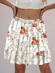 Printed Elastic Waist Mini Skirt