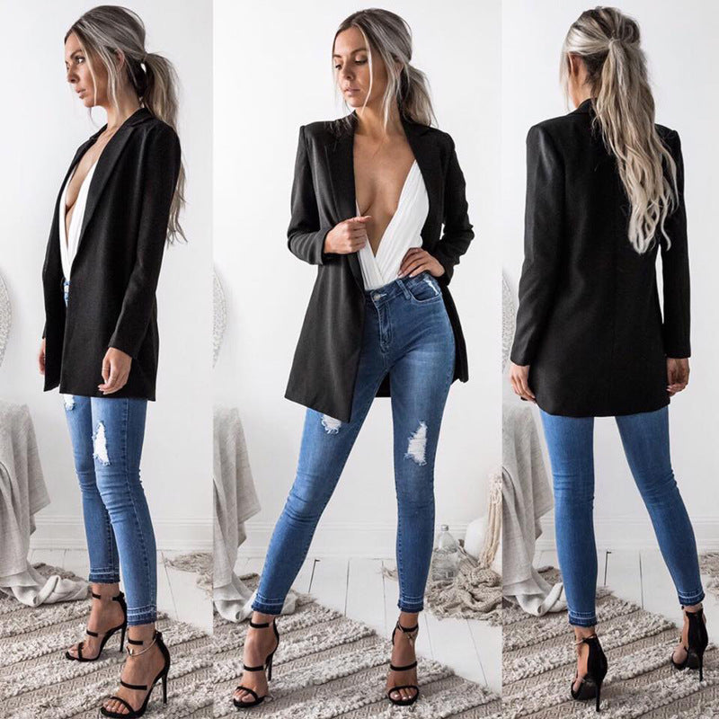 Lapel Slim Cardigan temperate blazer