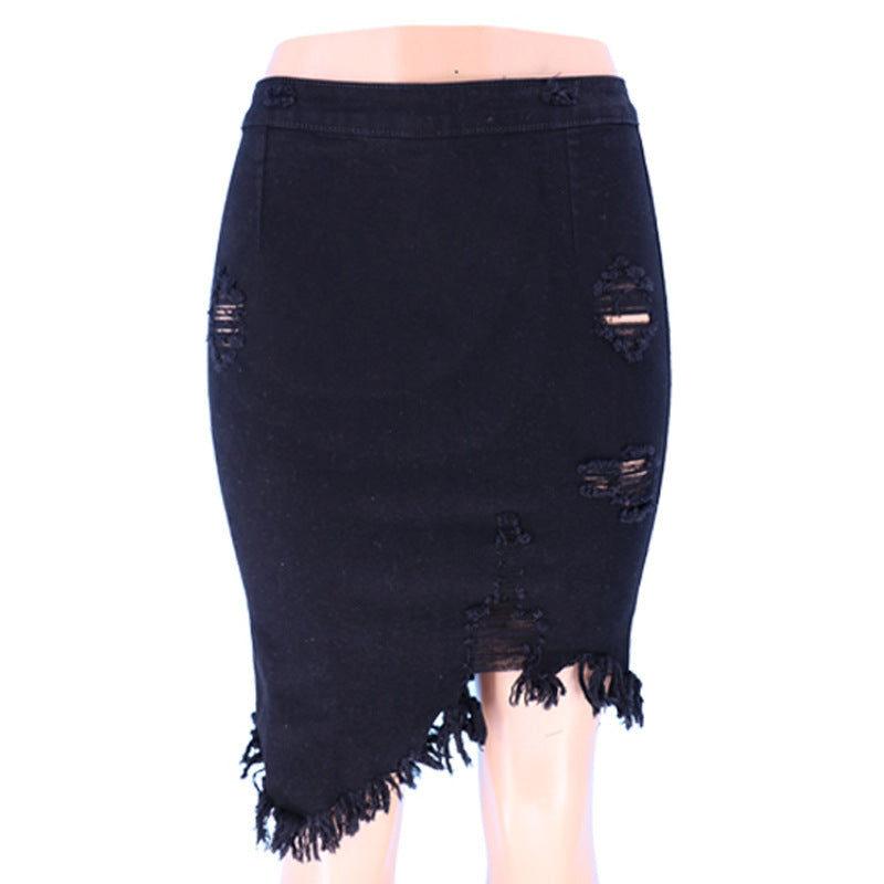 Ripped Bag Hip Demin Skirt