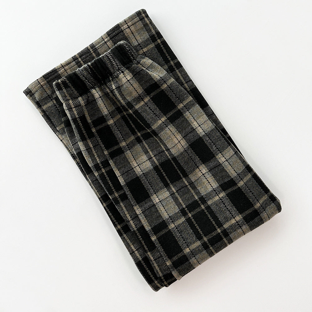 Retro Plaid Fleece-lined Skirt