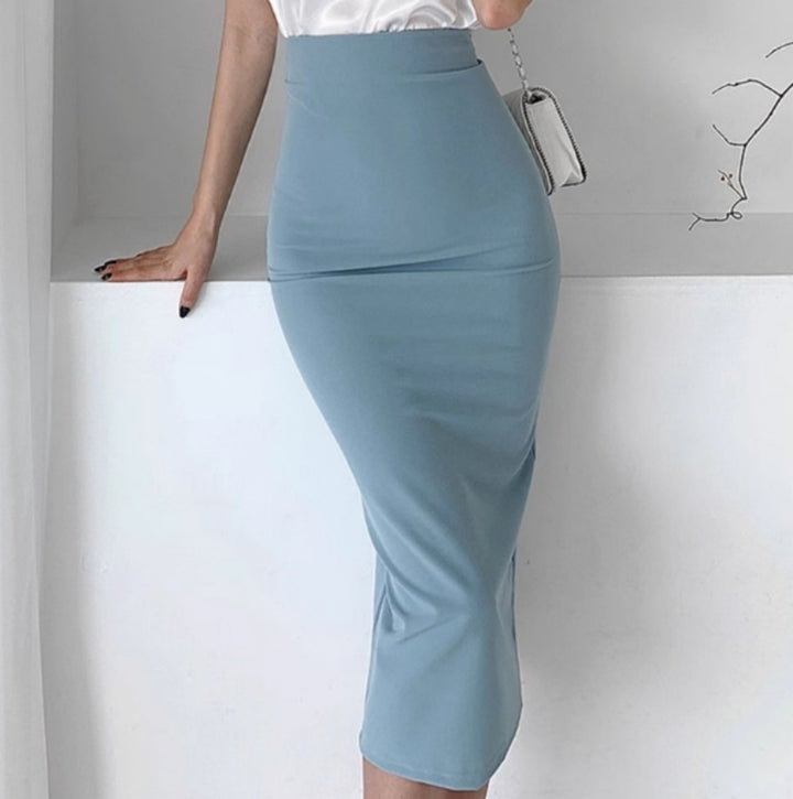 Casual High Waist Hip Hugging Long Skirt