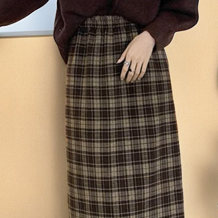 Retro Plaid Fleece-lined Skirt