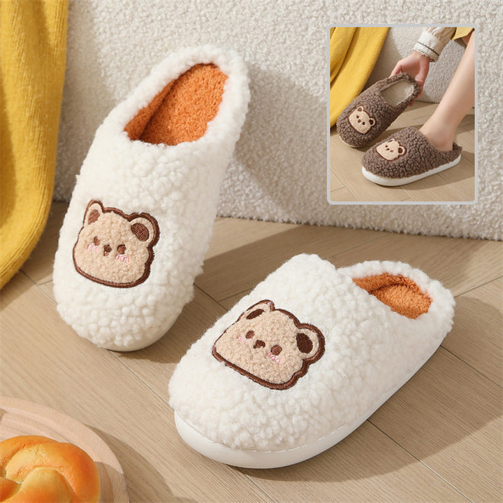 Cartoon Bear  Warm Non-slip Floor Bedroom Slippers